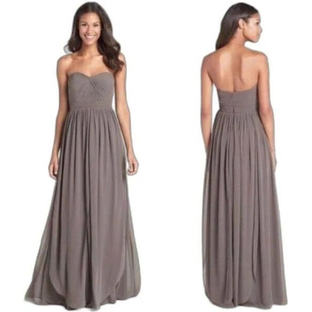 Jenny Yoo 'Aidan' Convertible Strapless Chiffon Gown size 6 Gray